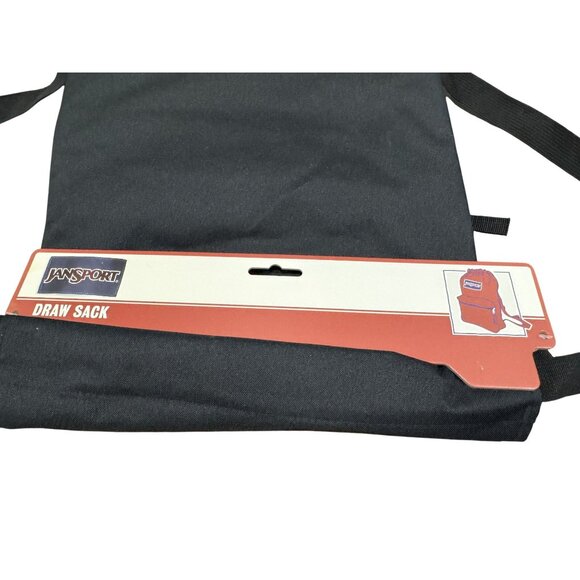 Jansport Black Drawstring Backpack With Front Zippered Pocket & Adjustable Strap - Picture 6 of 7